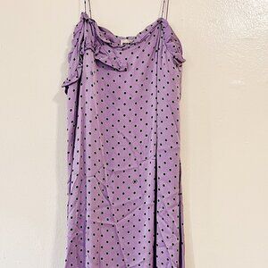 Bimba y Lola Strappy Slip Dress - Lilac Polka Dot - Size M - Ruffle Details